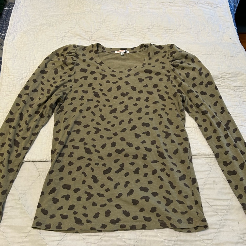 Sundry Olive and Black Patterned Blouse